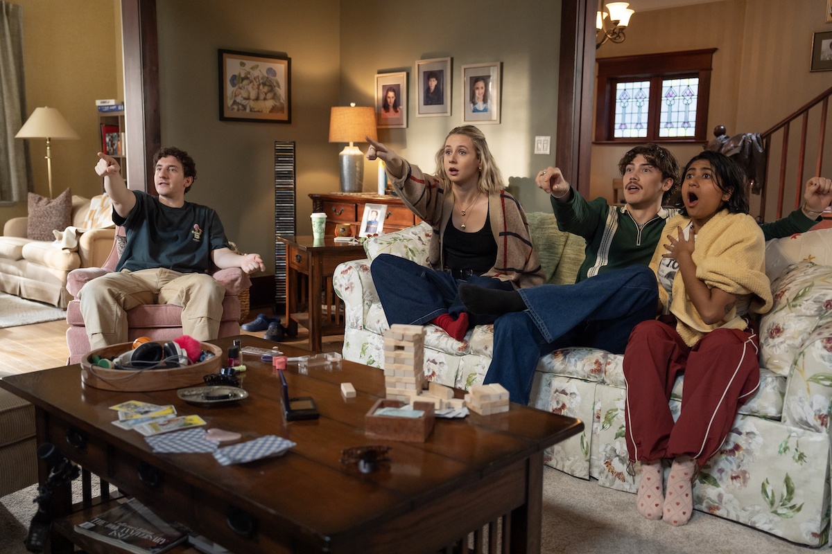 "ADULTS" -- “Have You Seen This Man?” -- Season 1, Episode 3 — Pictured (L-R): Malik Elassal as Samir, Lucy Freyer as Billie, Jack Innanen as Paul Baker, Amita Rao as Issa.