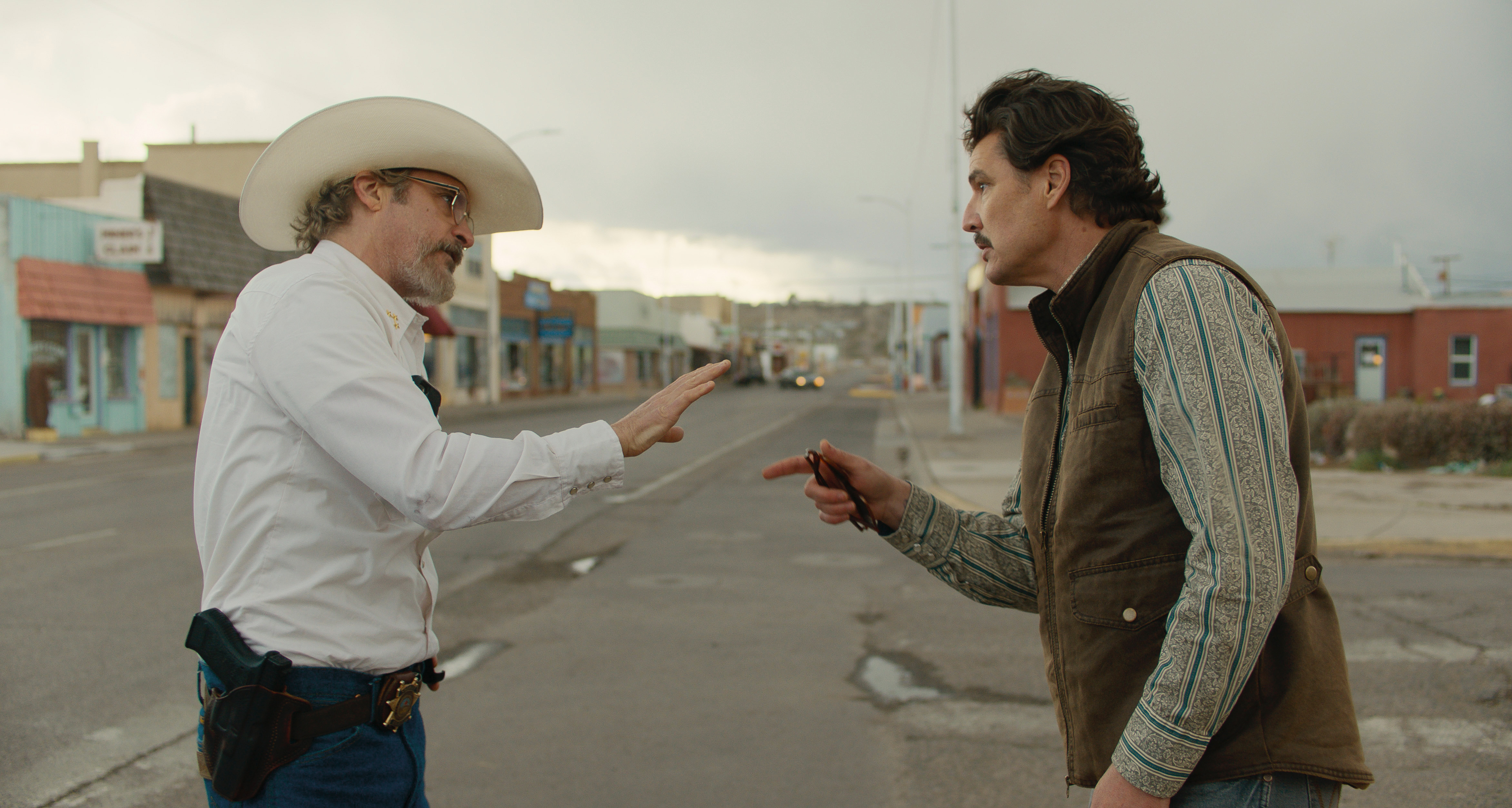 Joaquin Phoenix and Pedro Pascal in Eddington