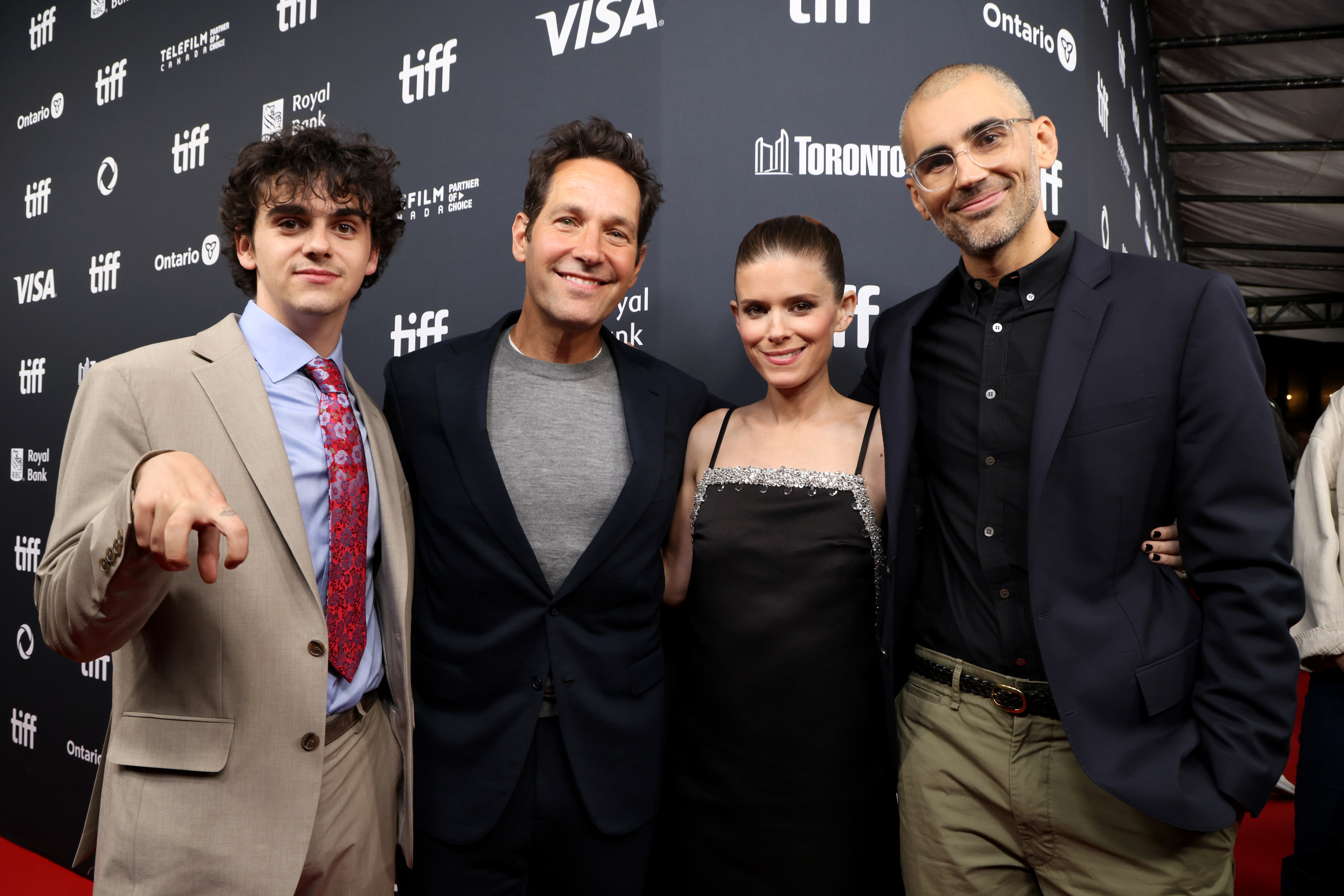Jack Dylan Grazer, Paul Rudd, Kate Mara, and Andrew DeYoung attend the premiere of 'Friendship' during the 2024 Toronto International Film Festival