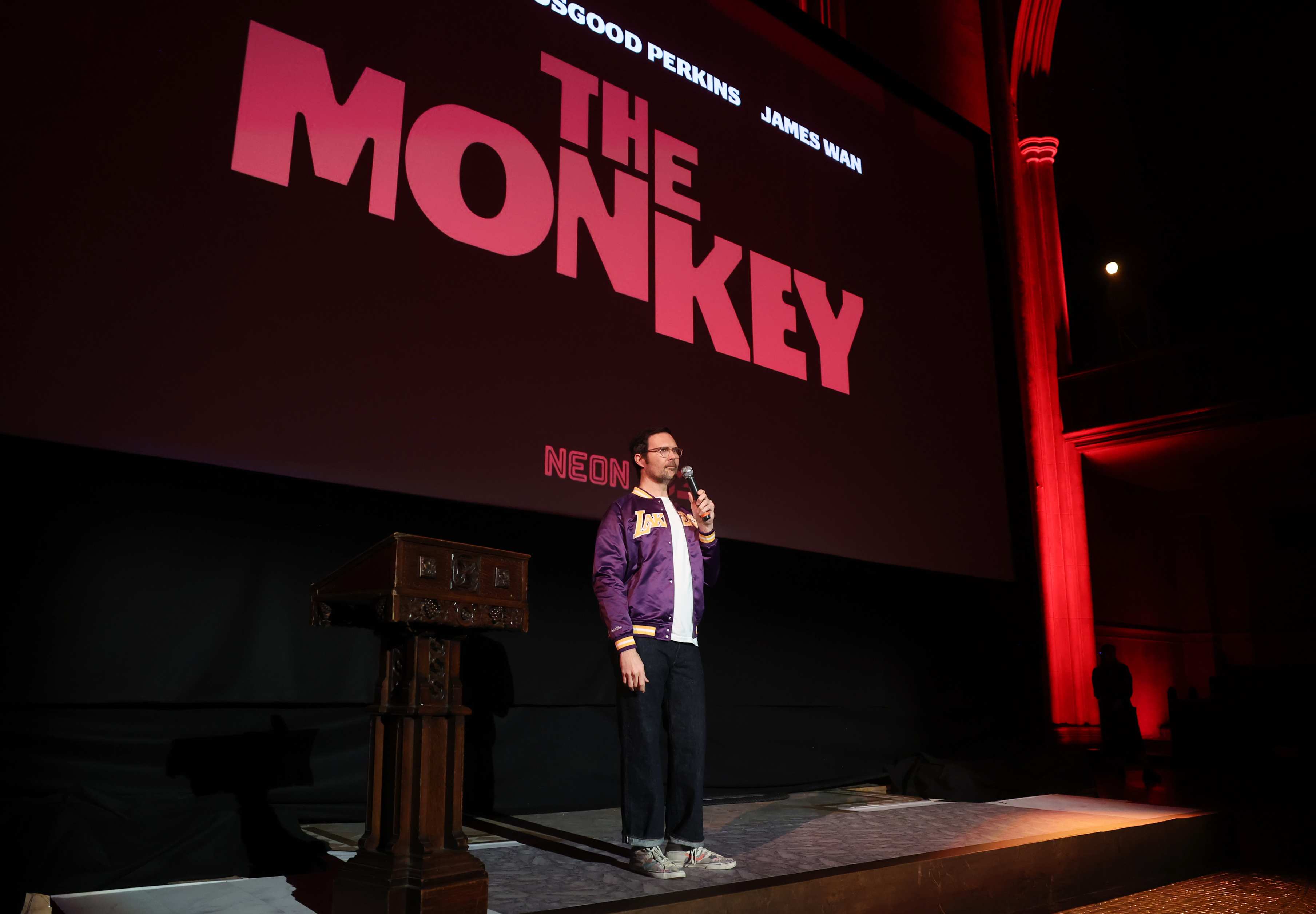 LOS ANGELES, CALIFORNIA - FEBRUARY 13: Writer/director Osgood Perkins at the Los Angeles Premiere of Neon's "The Monkey" at Immanuel Presbyterian Church on February 13, 2025 in Los Angeles, California. (Photo by Stewart Cook/Neon via Getty Images)
