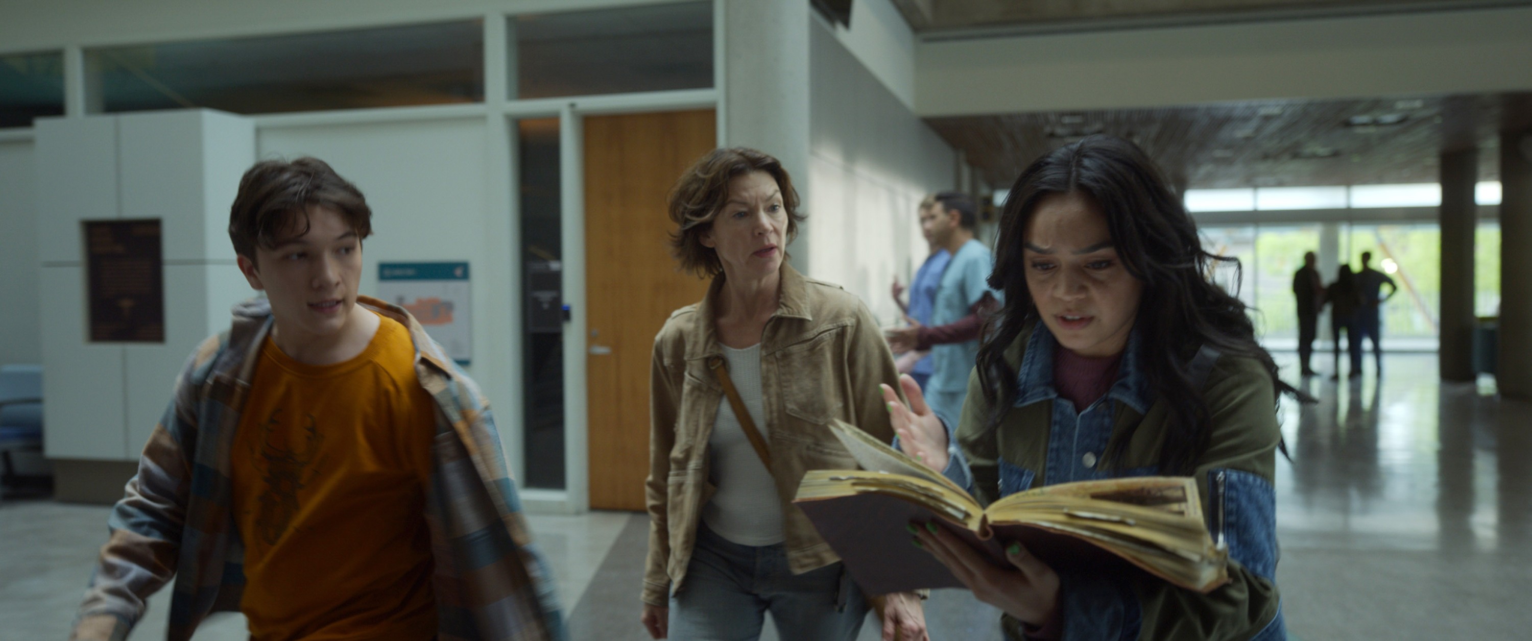 (Left to right): Teo Briones, Rya Kihlstedt, and Kaitlyn Santa Juana in 'Final Destination Bloodlines'