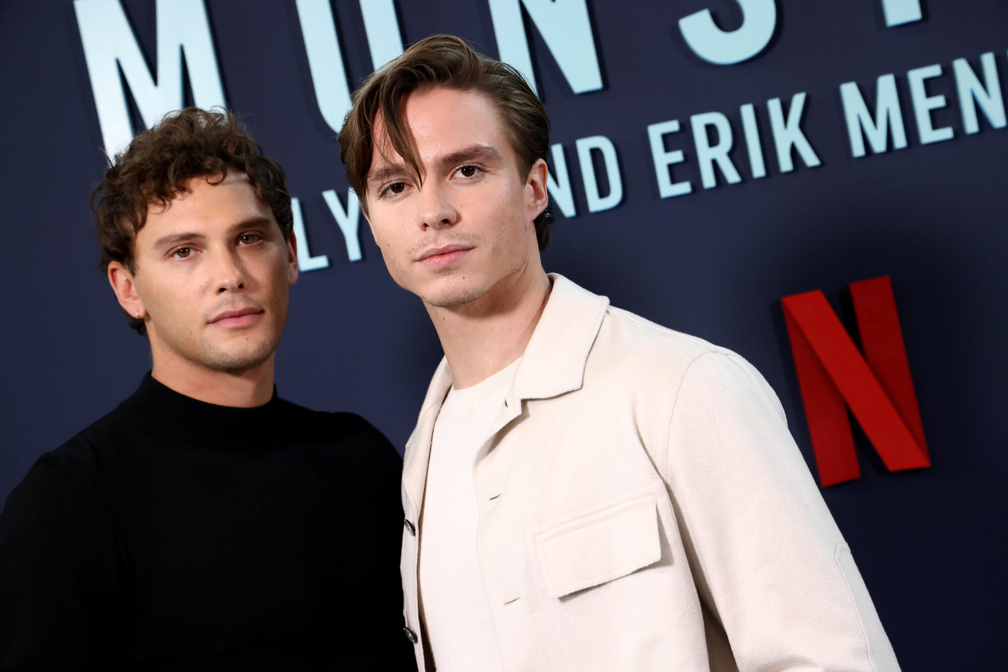 Cooper Koch, Nicholas Alexander Chavez at the NETFLIX FYSEE Showcase "MONSTERS: The Lyle and Erik Menendez Story" Photo Call at Tudum Theater on November 02, 2024 in Los Angeles, California.