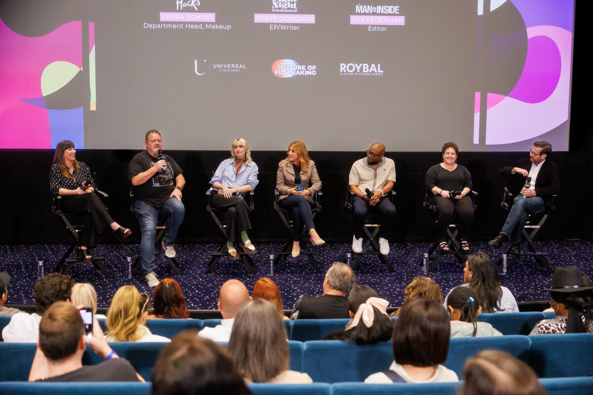 Mailara Santana, Everett Burrell, Aubrey Marie, Debra Schrey, Shaye Ogbonna, Sue Federman, Jim Hemphill at the IndieWire Consider This: NBCU USG held at Universal Studios on May 22, 2025 in Universal City, California.