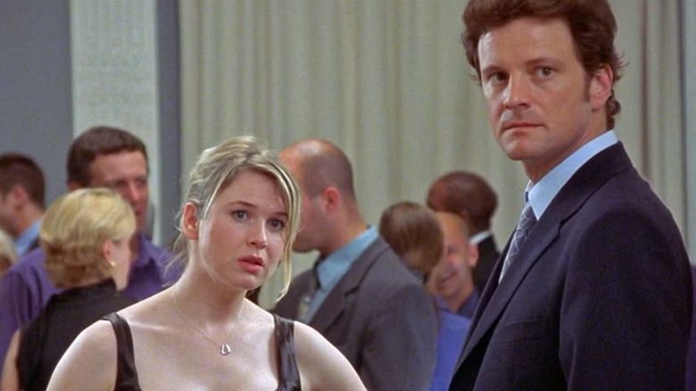 Bridget and Darcy looking surprised in Bridget Jones's Diary