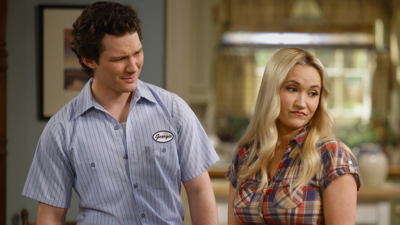 Georgie and Mandy are bemused in "Georgie & Mandy's First Marriage"