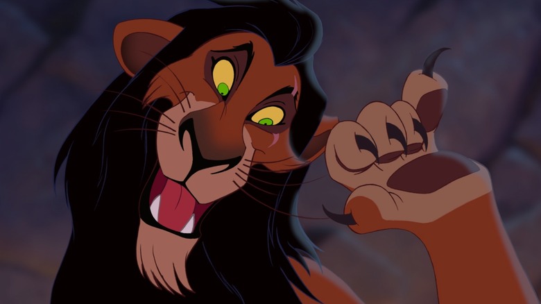 Scar waving his paw in "The Lion King."