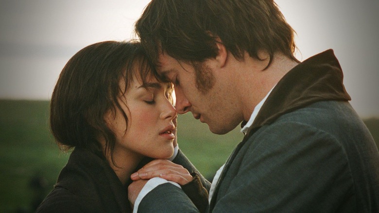 Elizabeth and Darcy about to kiss in Pride and Prejudice