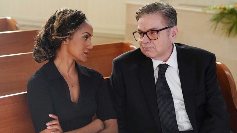 Robin and Daniel Charles talking in a church in "Chicago Med"