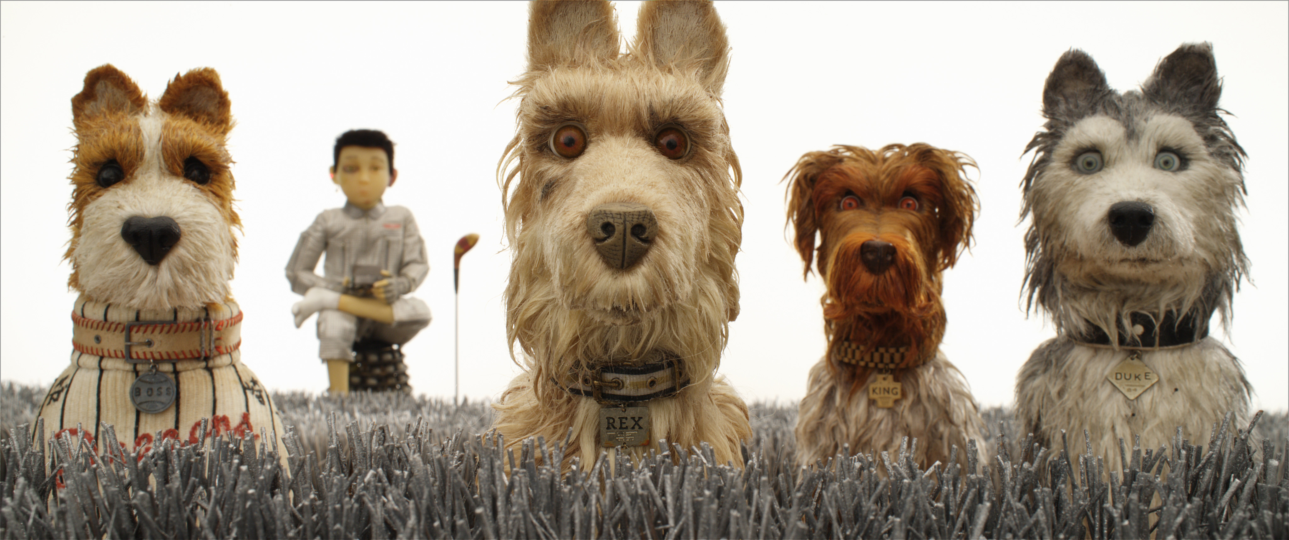 ISLE OF DOGS, from left: Boss (voice: Bill Murray), Atari (voice: Koyu Rankin), Rex (voice: Edward Norton), King (voice: Bob Balaban), Duke (voice: Jeff Goldblum), 2018. © TM & copyright Fox Searchlight. All rights reserved. /Courtesy Everett Collection