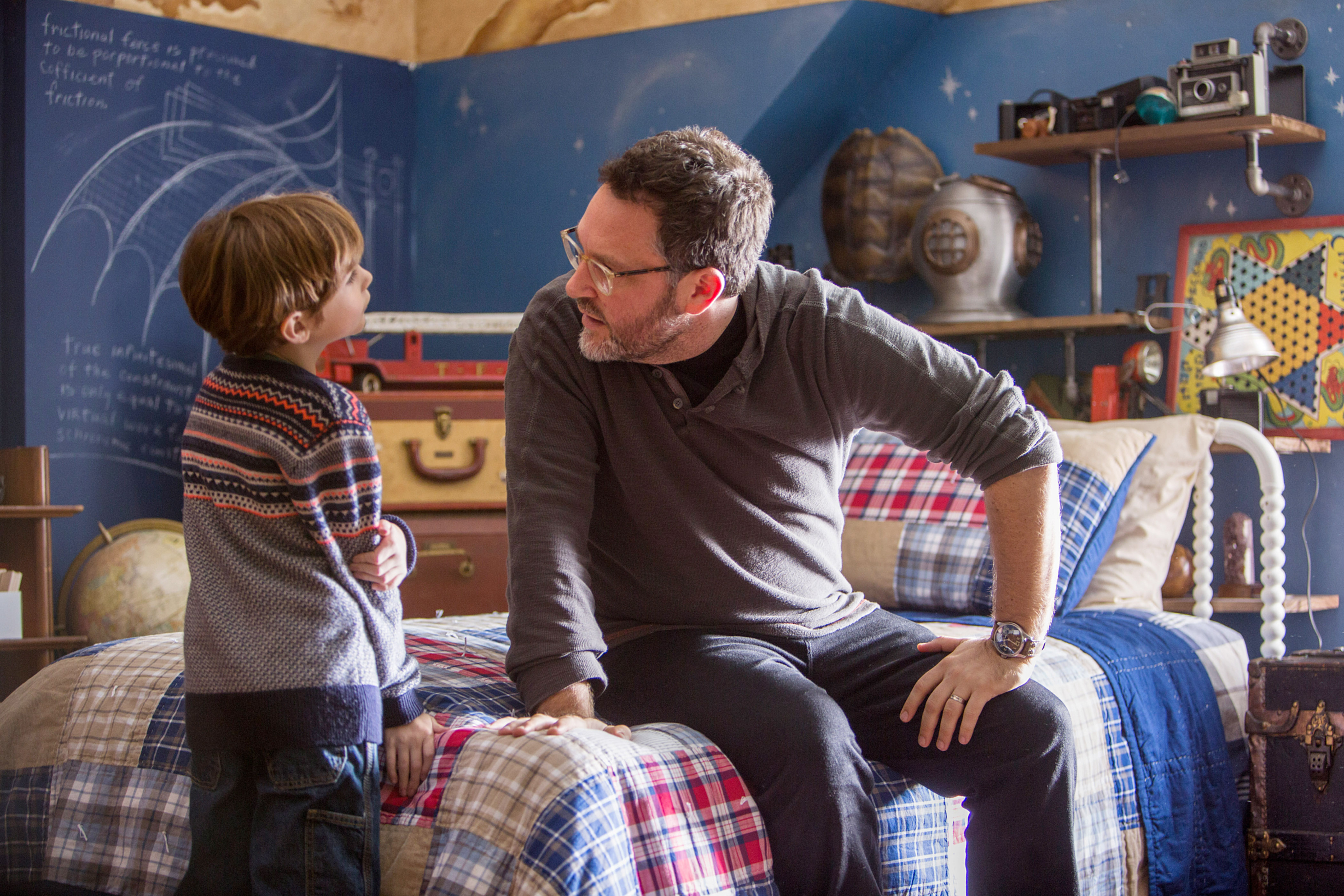 THE BOOK OF HENRY, from left: Jacob Tremblay, director Colin Trevorrow, on set, 2017. ph: Alison Cohen Rosa/ © Focus Features /Courtesy Everett Collection