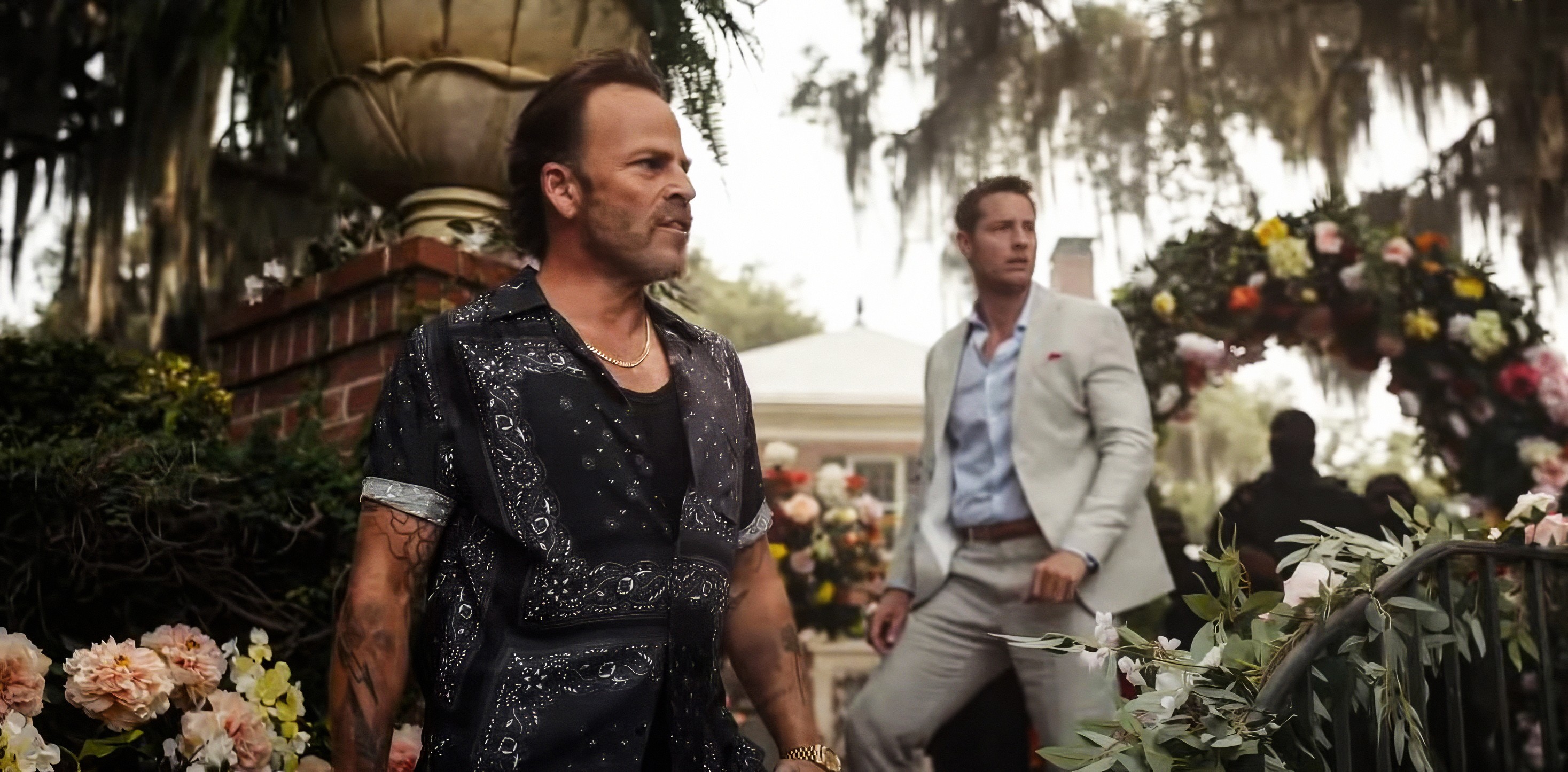 BRIDE HARD, from left: Stephen Dorff, Justin Hartley, 2025. © Magenta Light Studios / Courtesy Everett Collection