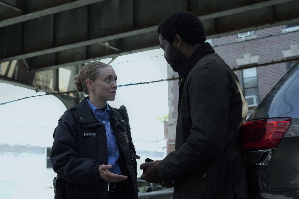 LONG BRIGHT RIVER -- "Wrong Devil, Wrong Deal" Episode 107 -- Pictured: (l-r) Amanda Seyfried as Mickey, Nicholas Pinnock as Truman -- (Photo by: David Holloway/PEACOCK)
