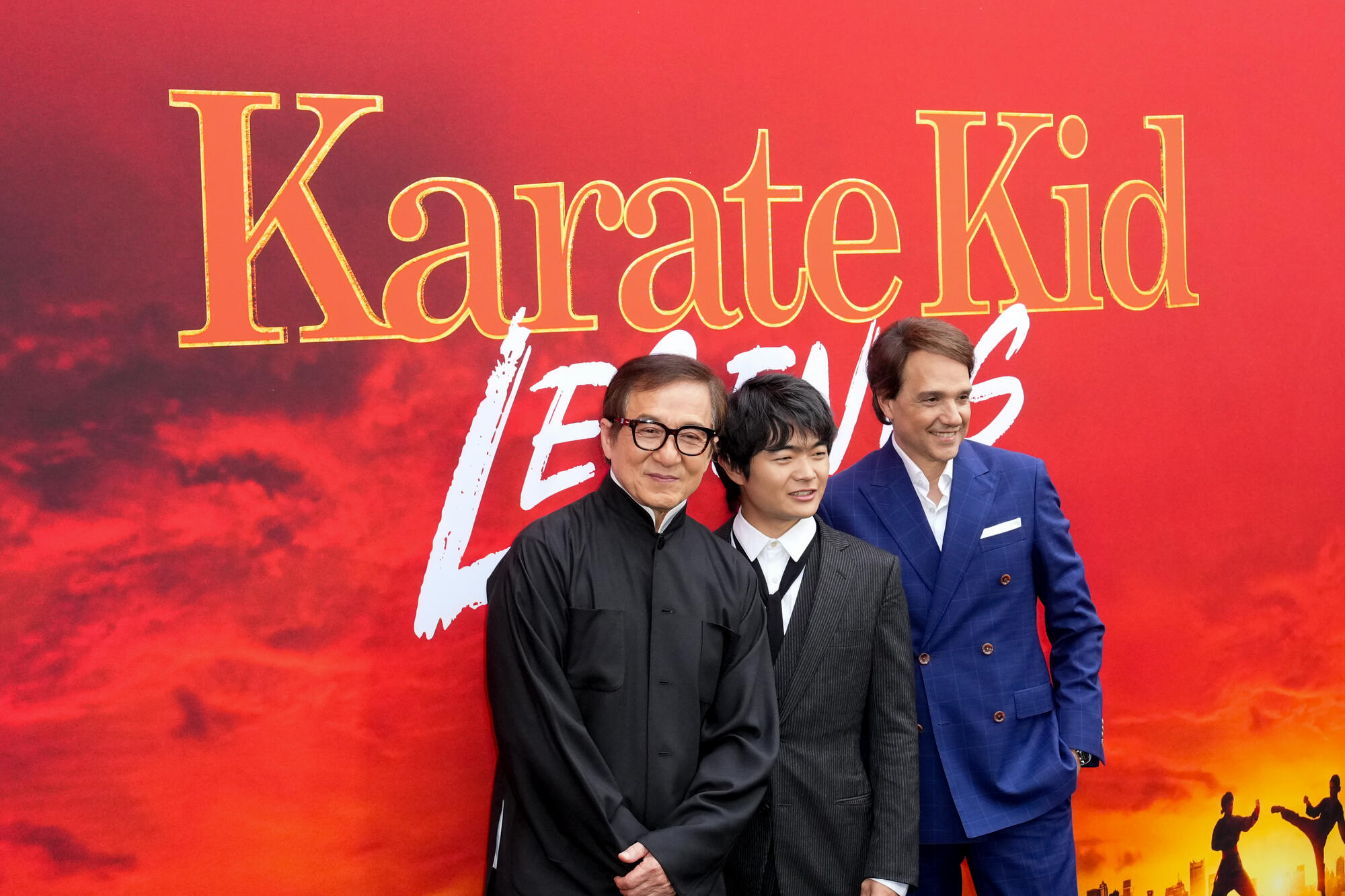 Jackie Chan, Ben Wang, Ralph Macchio at Sony's "Karate Kid: Legends" world premiere held at SVA Theatre on May 27, 2025 in New York, New York.