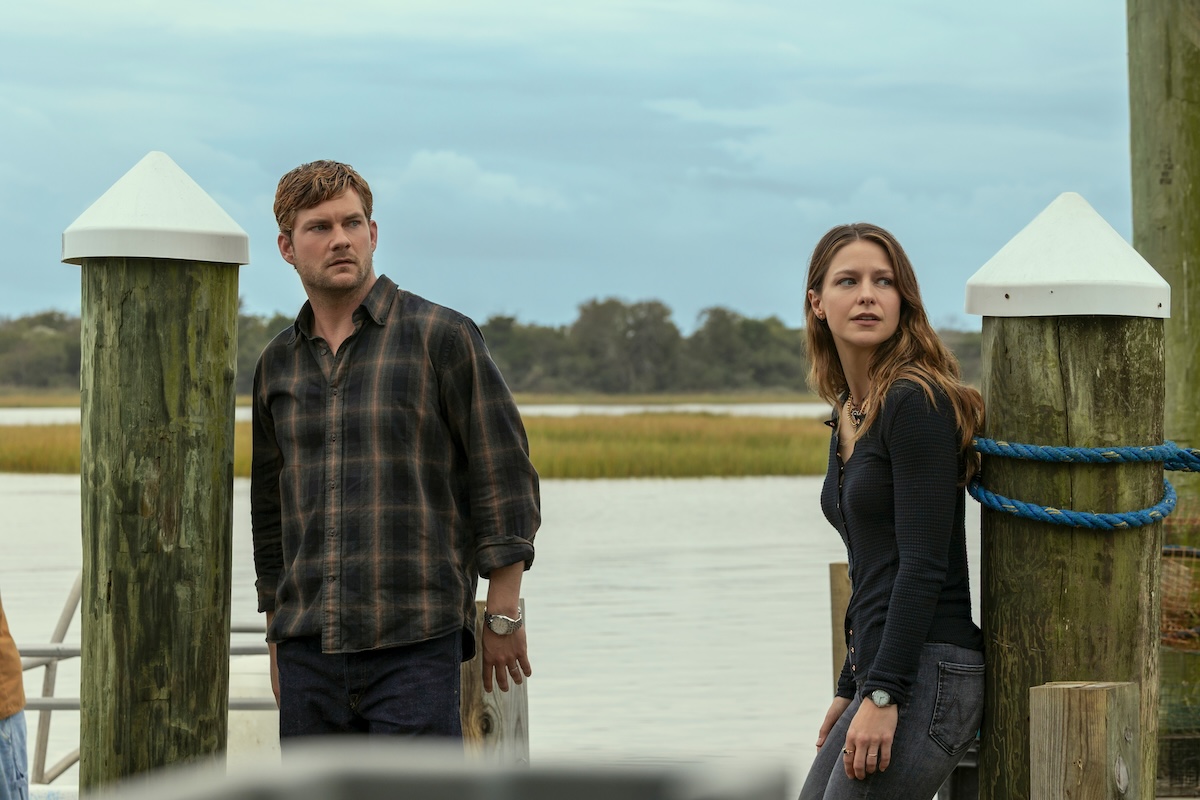 The Waterfront. (L to R) Jake Weary as Cane Buckley, Melissa Benoist as Bree Buckley in episode 105 of The Waterfront. Cr. Dana Hawley/Netflix © 2025
