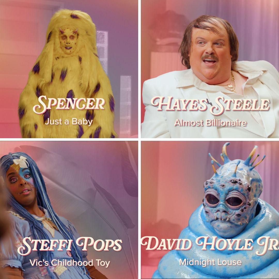 Four square images of guest from 'Very Important People.' From left to right — Spencer, Hayes Steele, Steffi Pops, and David Hoyle Jr.
