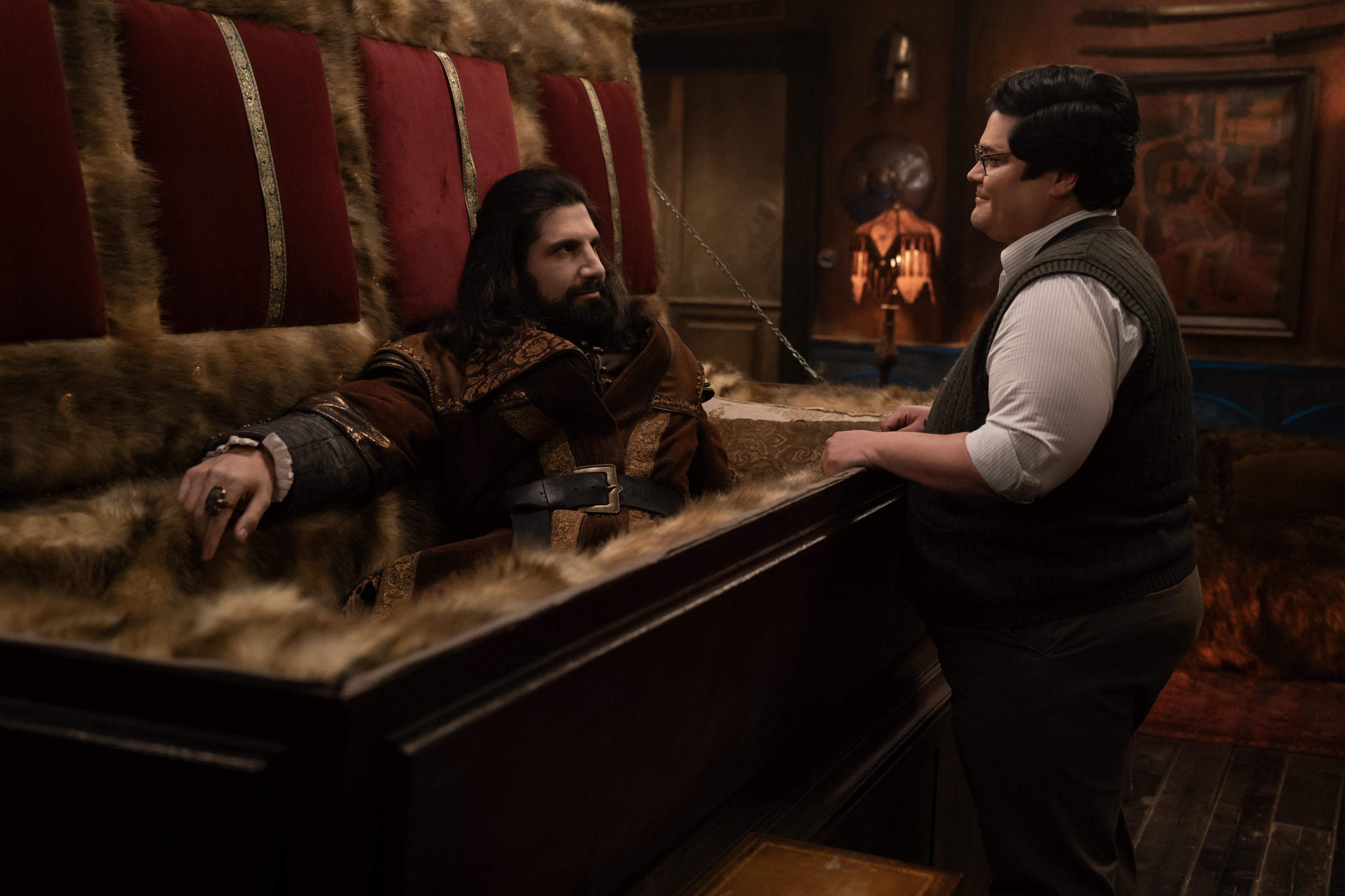 “WHAT WE DO IN THE SHADOWS” -- “The Finale” -- Season 6, Episode 11 (Airs Dec 16) — Pictured (L-R): Kayvan Novak as Nandor, Harvey Guillén as Guillermo. CR: Russ Martin/FX