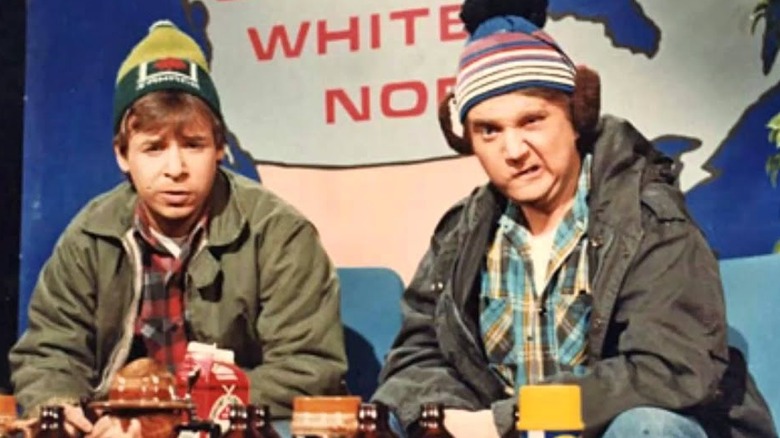 Bob and Doug McKenzie on the set of "Great White North"