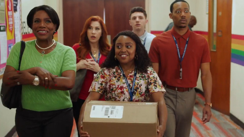 The teachers walk down the hallway together in "Abbott Elementary" (2021-present)
