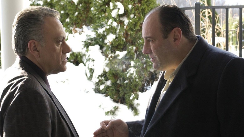 Tony Soprano negotiates with Johnny Sack in "All Due Respect"