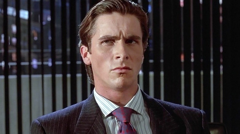 Patrick furrows his brow in American Psycho (2000)