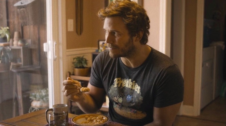 Star-Lord eating cereal on Earth in Guardians of the Galaxy Vol. 3 (2023)