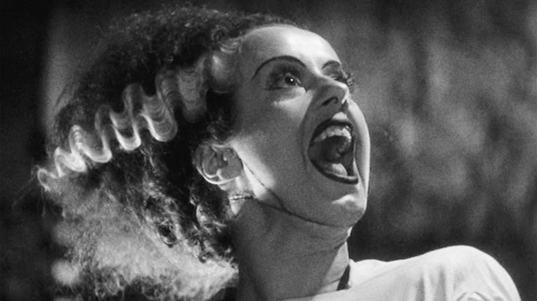 The Bride lets out a hideous shriek in "The Bride of Frankenstein" (1935)