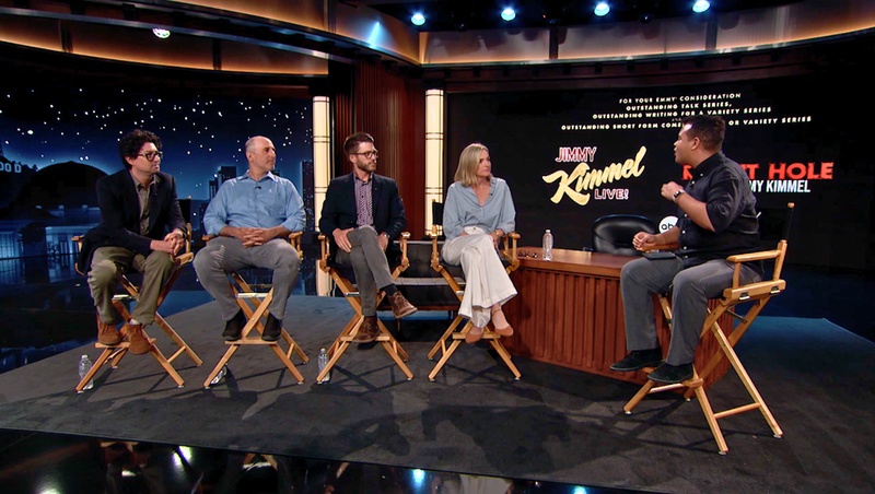 An event inside the writers room at 'Jimmy Kimmel Live!' with Josh Holloway, Gary Greenberg, Danny Ricker, Molly McNearney, and moderator Marcus Jones.