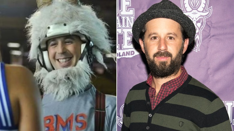 Sammy Cacciatore next to Chris Romano in tweed hat at Blue Mountain State Rise of Thadland premiere