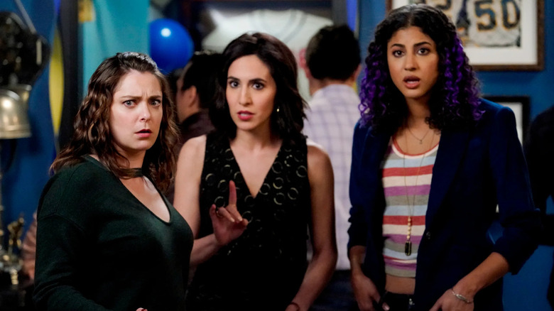 Rebecca Valencia and Heather looking horrified on Crazy Ex-Girlfriend