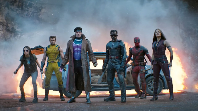 X-23, Wolverine, Gambit, Blade, Deadpool, and Elektra lined up in Deadpool & Wolverine (2024)