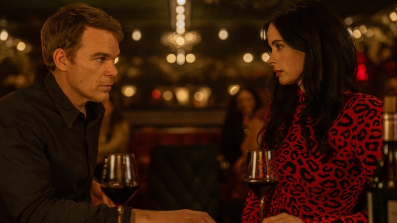 Dexter and Mia share drinks in "Dexter: Resurrection" (2025)