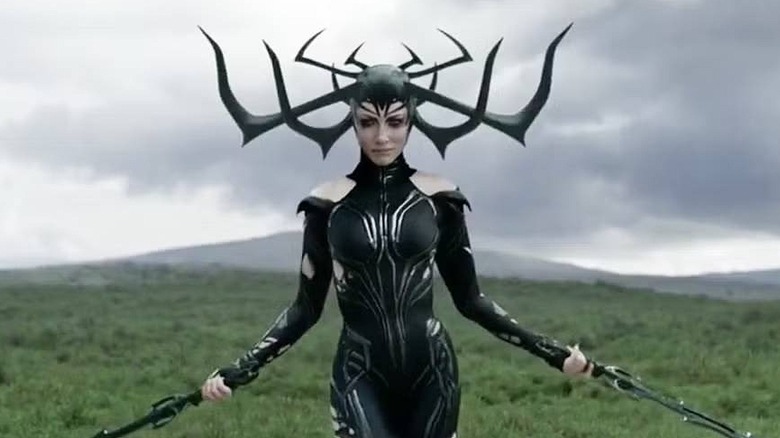 Hela wielding blades in Thor: Ragnarok (2017)