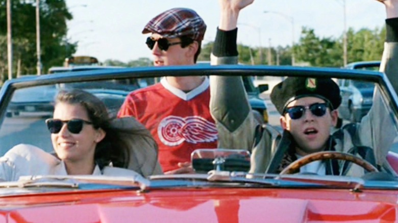 Ferris, Cameron, and Sloane riding in a Ferrari in "Ferris Bueller's Day Off"