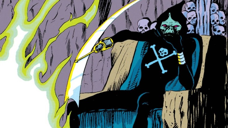 Grim Reaper sitting on a throne in Avengers #354