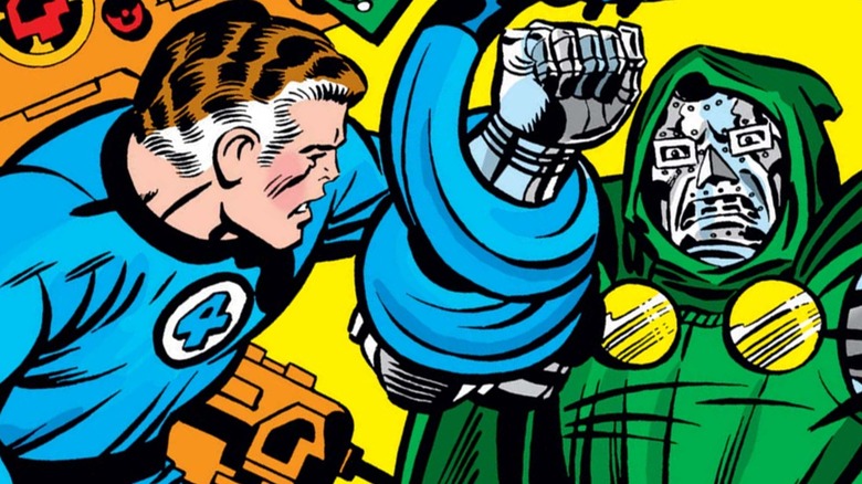 Reed Richards fighting Doctor Doom