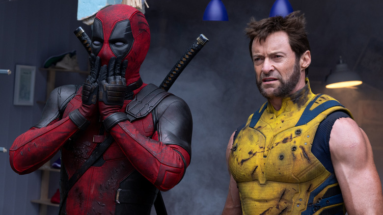 Deadpool gasping next to Wolverine in Deadpool & Wolverine (2024)