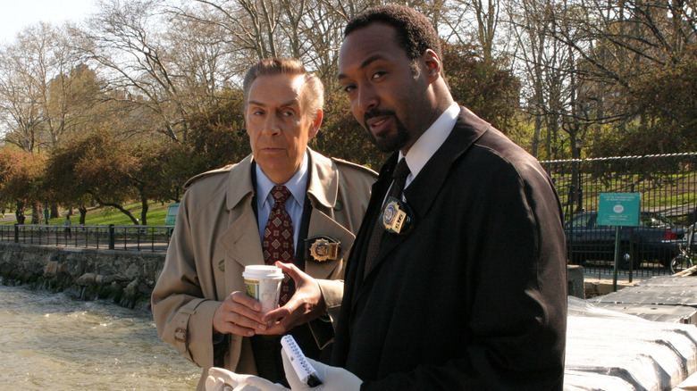 Lennie Briscoe and Ed Green looking suspicious in "Law & Order"