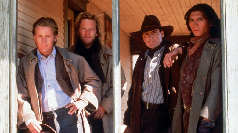 William H. Bonney, Doc Scurlock, Dick Brewer, and Chavez y Chavez smiling in Young Guns (1988)