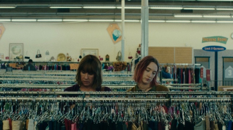 Lady Bird (Saoirse Ronan) and her mother (Laurie Metcalfe) shopping together at a thrift shop