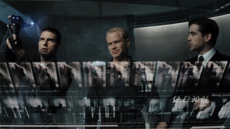 Chief John Anderton and Fletcher (Neal McDonough) showing the Precrime program system to auditor Danny Witwer (Colin Farrell)