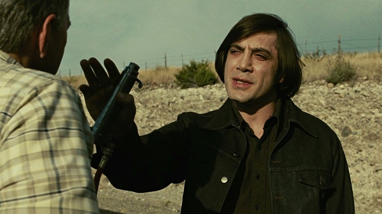 Anton Chigurh prepares to murder a driver in "No Country for Old Men" (2007)