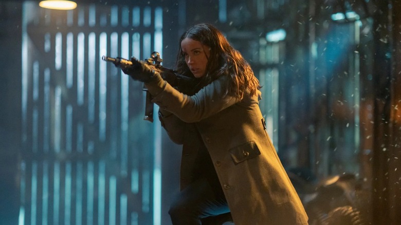 Eve Macarro taking aim at enemies