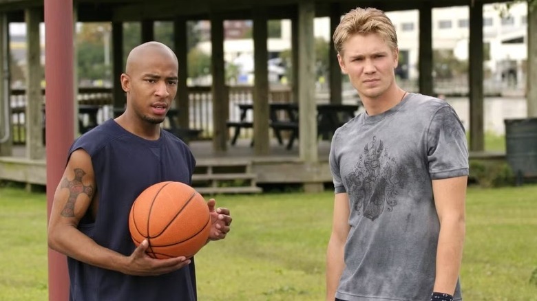Lucas and Skills in the park with a basketball