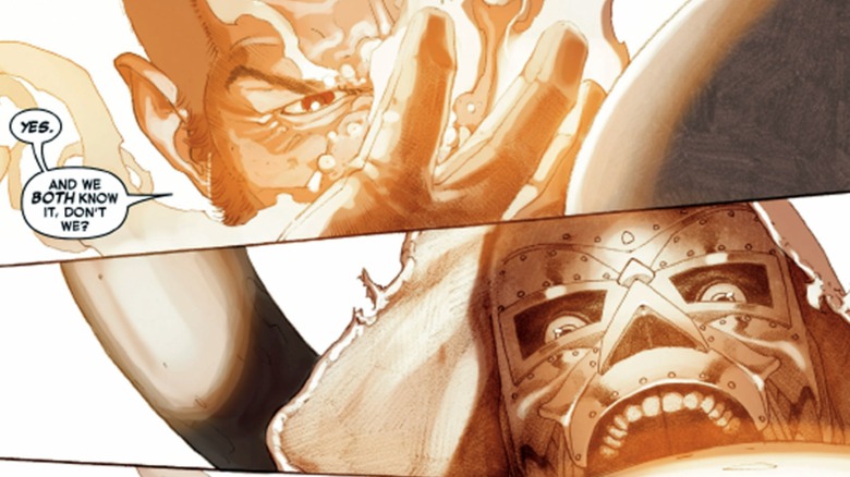 Reed Richards facing off with Doctor Doom
