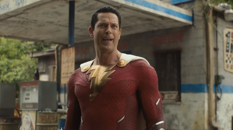 Shazam is confronted by Waller's agents in "Shazam! Fury of the Gods" (2023)
