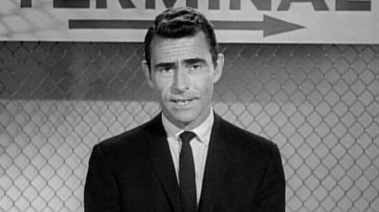 Rod Serling introducing a "Twilight Zone" segment