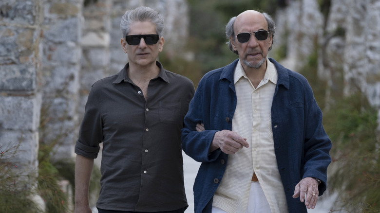 Dominic and Bert walking together in "White Lotus"