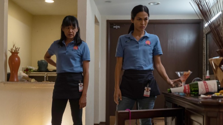 Thony and Fiona cleaning in "The Cleaning Lady" (2022-2025)