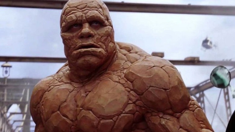 The Thing looks up in "Fantastic Four" (2005)