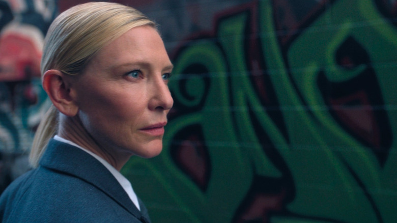 Cate Blanchett's Recruiter looking off to the side